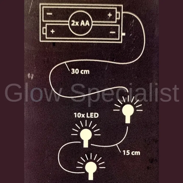 LED LICHTSNOER MET 10 BOLLEN  - WARM WIT
