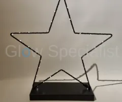 BLACK METAL STAR ON BASE - 40 LEDS - 40 CM