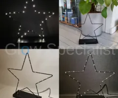 BLACK METAL STAR ON BASE - 40 LEDS - 40 CM