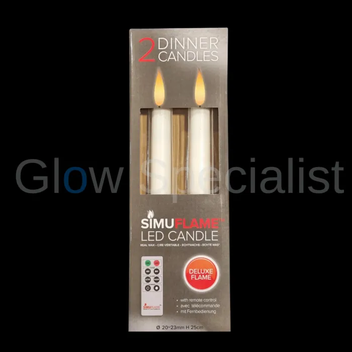 Simuflame LED SIMUFLAME CANDLES WITH REMOTE CONTROL - DELUXE FLAME - WIT - SET OF 2