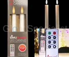 Simuflame LED SIMUFLAME CANDLES WITH REMOTE CONTROL - DELUXE FLAME - WIT - SET OF 2