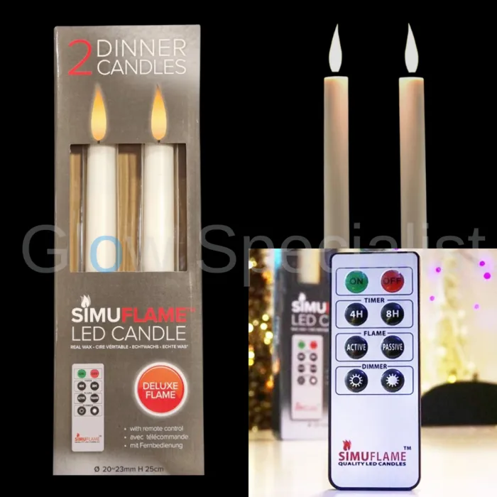 Simuflame LED SIMUFLAME KAARSEN MET AFSTANDBEDIENING - DELUXE FLAME - WIT - SET VAN 2