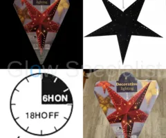 CHRISTMAS STAR WITH LED - 45 CM - RED OR BLACK - TIMER