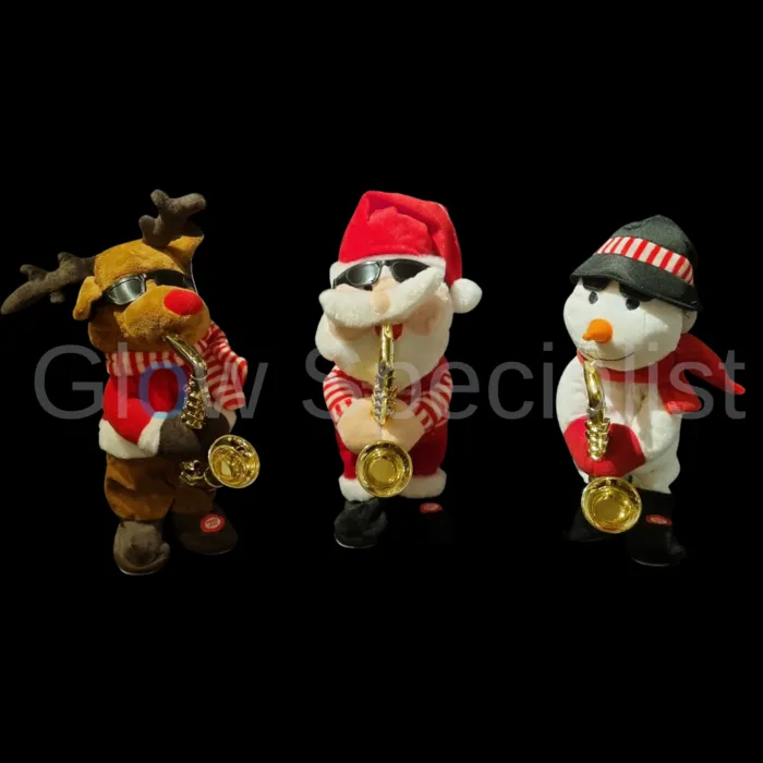 CHRISTMAS FIGURE WITH SAXOPHONE - WITH SOUND AND MOTION - ASSORTED