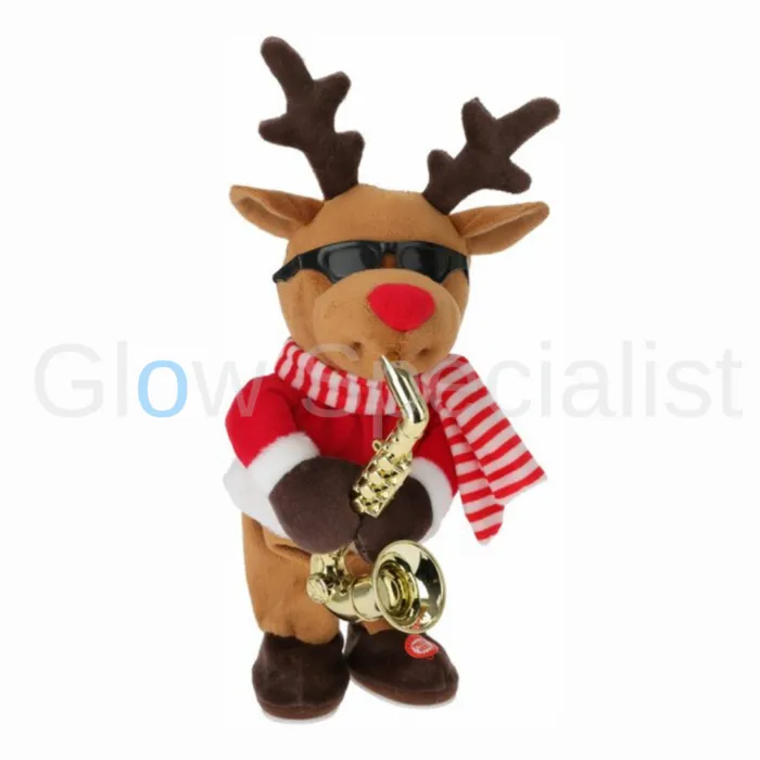 CHRISTMAS FIGURE WITH SAXOPHONE - WITH SOUND AND MOTION - ASSORTED