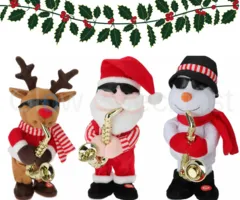CHRISTMAS FIGURE WITH SAXOPHONE - WITH SOUND AND MOTION - ASSORTED