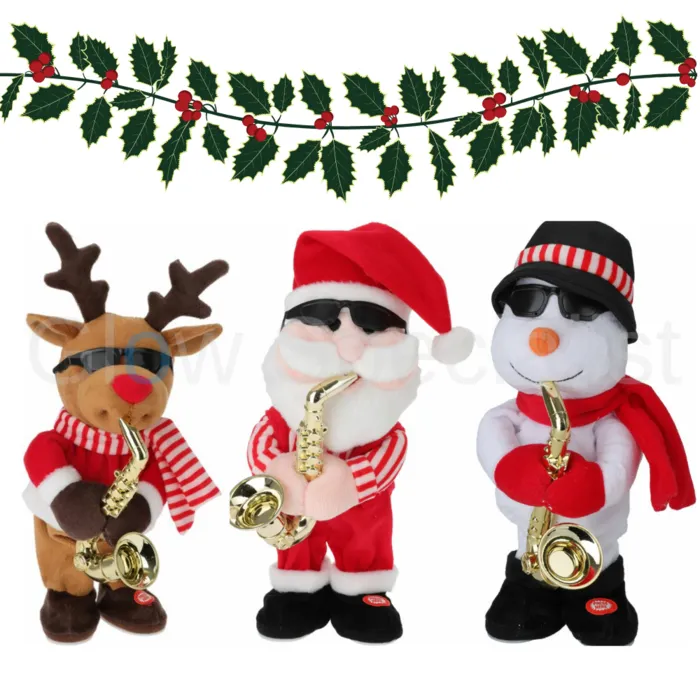 CHRISTMAS FIGURE WITH SAXOPHONE - WITH SOUND AND MOTION - ASSORTED