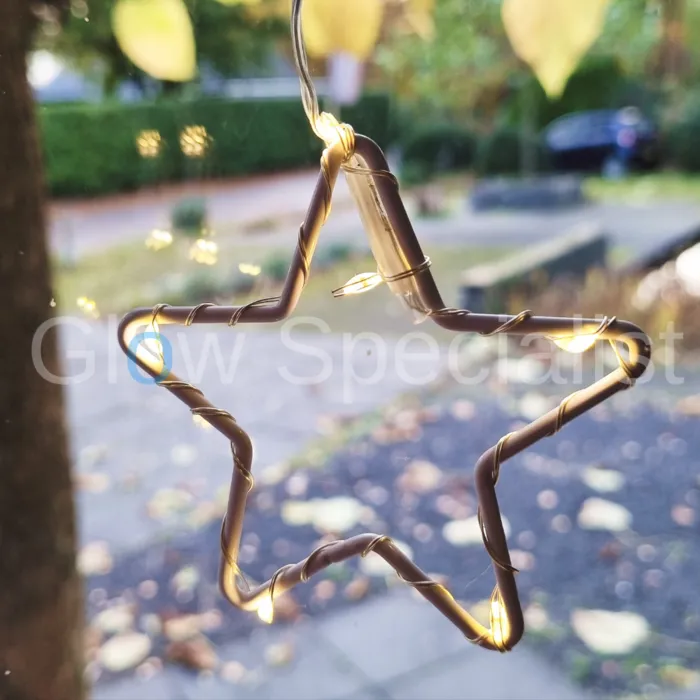 CHRISTMAS LIGHTING - STAR CURTAIN - 45 LED - WARM WHITE - WITH TIMER