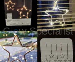 CHRISTMAS LIGHTING - STAR CURTAIN - 45 LED  - WARM WHITE - MET TIMER