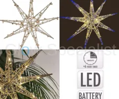 LED STAR - GOLD DIAMOND - 30 CM - WITH TIMER - 20 LED