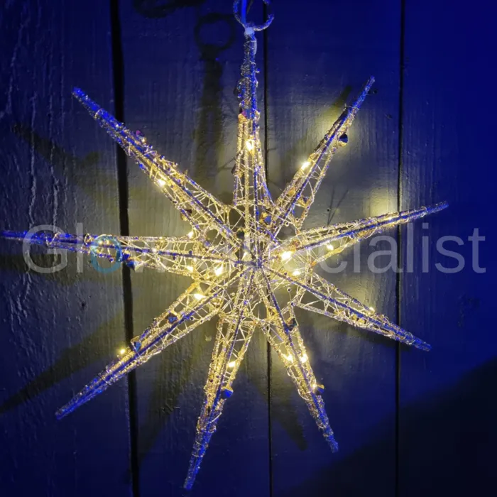 LED STAR - GOLD DIAMOND - 30 CM - WITH TIMER - 20 LED
