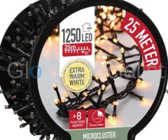 LED CLUSTER LIGHTING - 1250 LIGHTS - EXTRA WARM WHITE - WITH 8 LIGHT FUNCTIONS AND TIMER