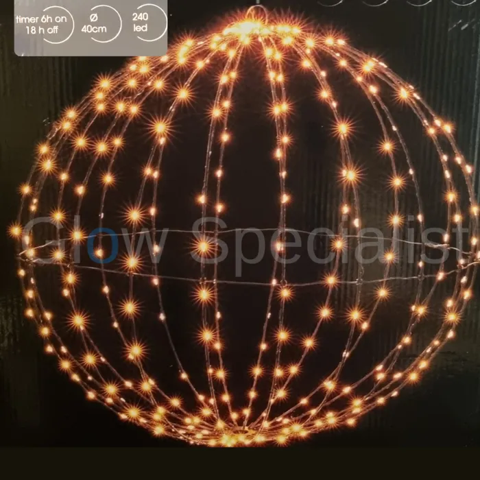 LICHT BOL MET 240 LED EN TIMER - 40 CM - EXTRA WARM WIT