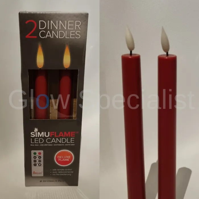 Simuflame LED SIMUFLAME KAARSEN MET AFSTANDSBEDIENING - DELUXE FLAME - ROOD - SET VAN 2