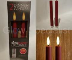 Simuflame LED SIMUFLAME CANDLES WITH REMOTE CONTROL - DELUXE FLAME - RED - SET OF 2