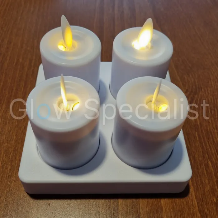 Glow Specialist 4 OPLAADBARE LED KAARSJES MET BEWEGENDE VLAM, INCL.  OPLADER