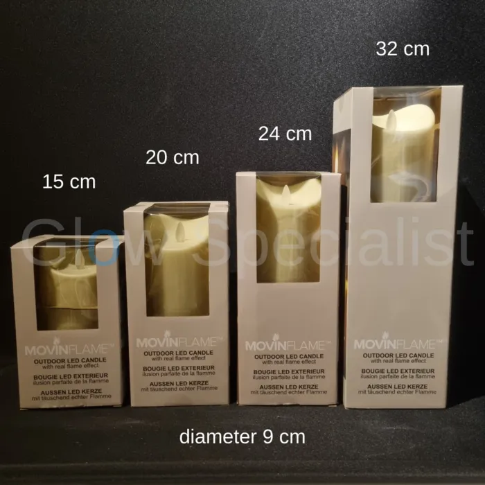 MovinFlame MOVINFLAME LED KAARS VOOR BUITEN - MET TIMER EN AFSTANDSBEDIENING - IVOOR - 20 CM