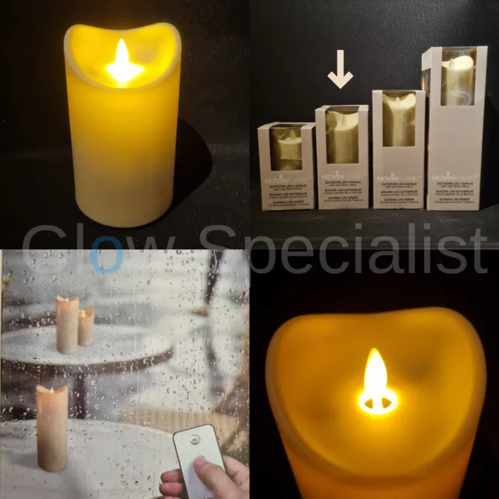 MovinFlame MOVINFLAME LED KAARS VOOR BUITEN - MET TIMER EN AFSTANDSBEDIENING - IVOOR - 20 CM