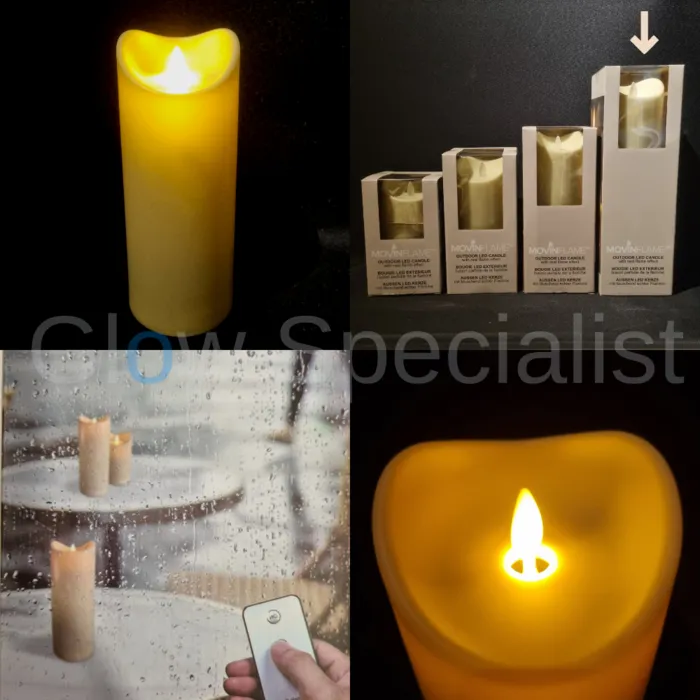 MovinFlame MOVINFLAME OUTDOOR LED CANDLE - WITH TIMER AND REMOTE CONTROL - IVOOR - 32 CM