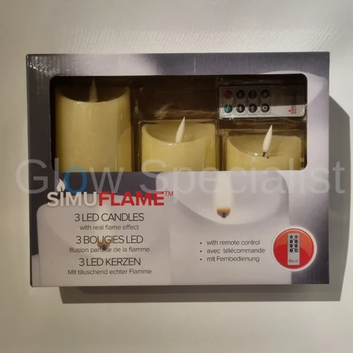 Simuflame SIMUFLAME LED KAARSEN  - SET VAN 3 - MET TIMER EN AFSTANDSBEDIENING - Ø 7,5CM