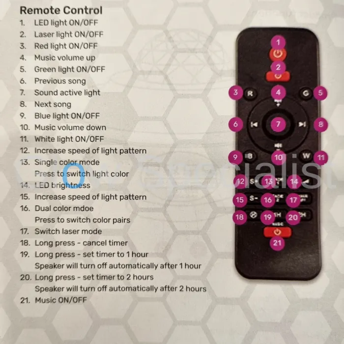 BLUETOOTH STARLIGHT SPEAKER WITH LASER PROJECTOR