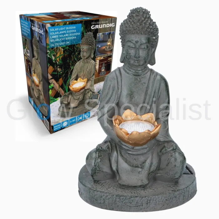 Grundig SOLAR BUDDHA STATUE WITH LIGHT - 25.5 CM