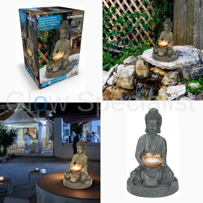 Grundig SOLAR BUDDHA STATUE WITH LIGHT - 25.5 CM