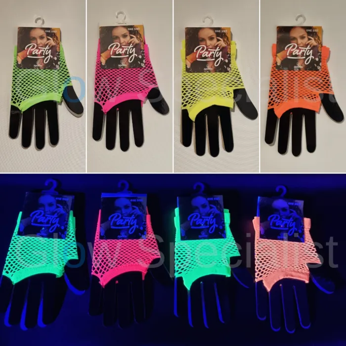 Apollo UV / BLACKLIGHT NEON FINGER GLOVES - SHORT MODEL - 10 CM