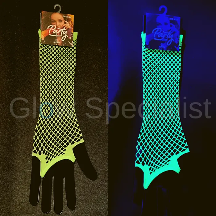 UV / BLACKLIGHT NEON HANDSCHOENEN - VINGERLOOS - 35 CM