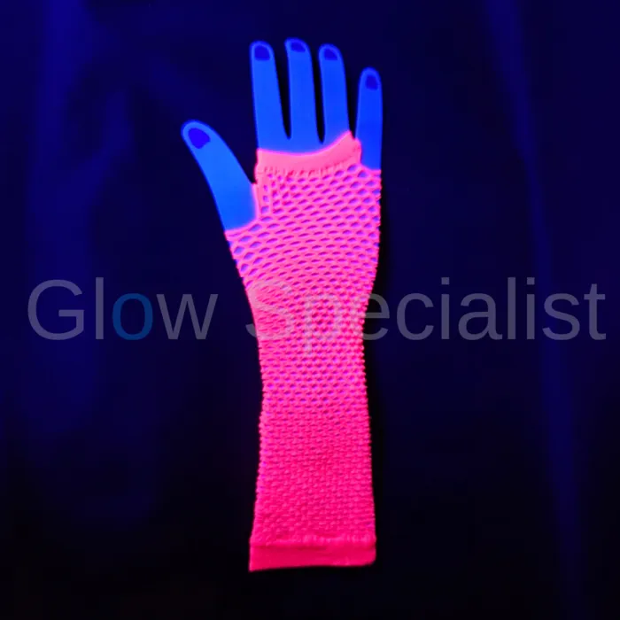 UV / BLACKLIGHT NEON GLOVES - FINGERLESS - 25 CM