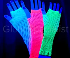 UV / BLACKLIGHT NEON GLOVES - FINGERLESS - 25 CM