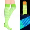 Apollo UV / BLACKLIGHT OVER KNEE SOCKS - STRIPED - NEON GREEN