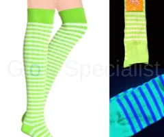 Apollo UV / BLACKLIGHT KNIEKOUSEN - GESTREEPT - NEON GROEN