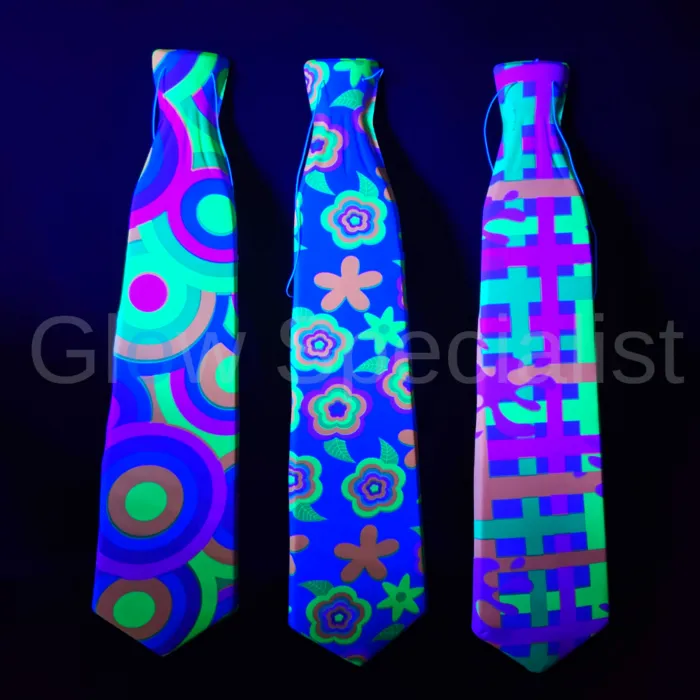 Glow Specialist UV/BLACKLIGHT PARTY STROPDAS - MET RETRO PRINT - SET VAN 3