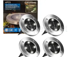Grundig SOLAR LED GROUND LIGHT - SET OF 4 - STAINLESS STEEL