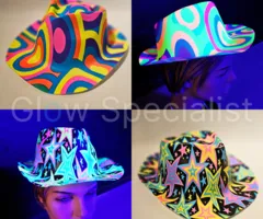 UV / BLACKLIGHT FEESTHOED - RETRO - GROOT - SET VAN 2