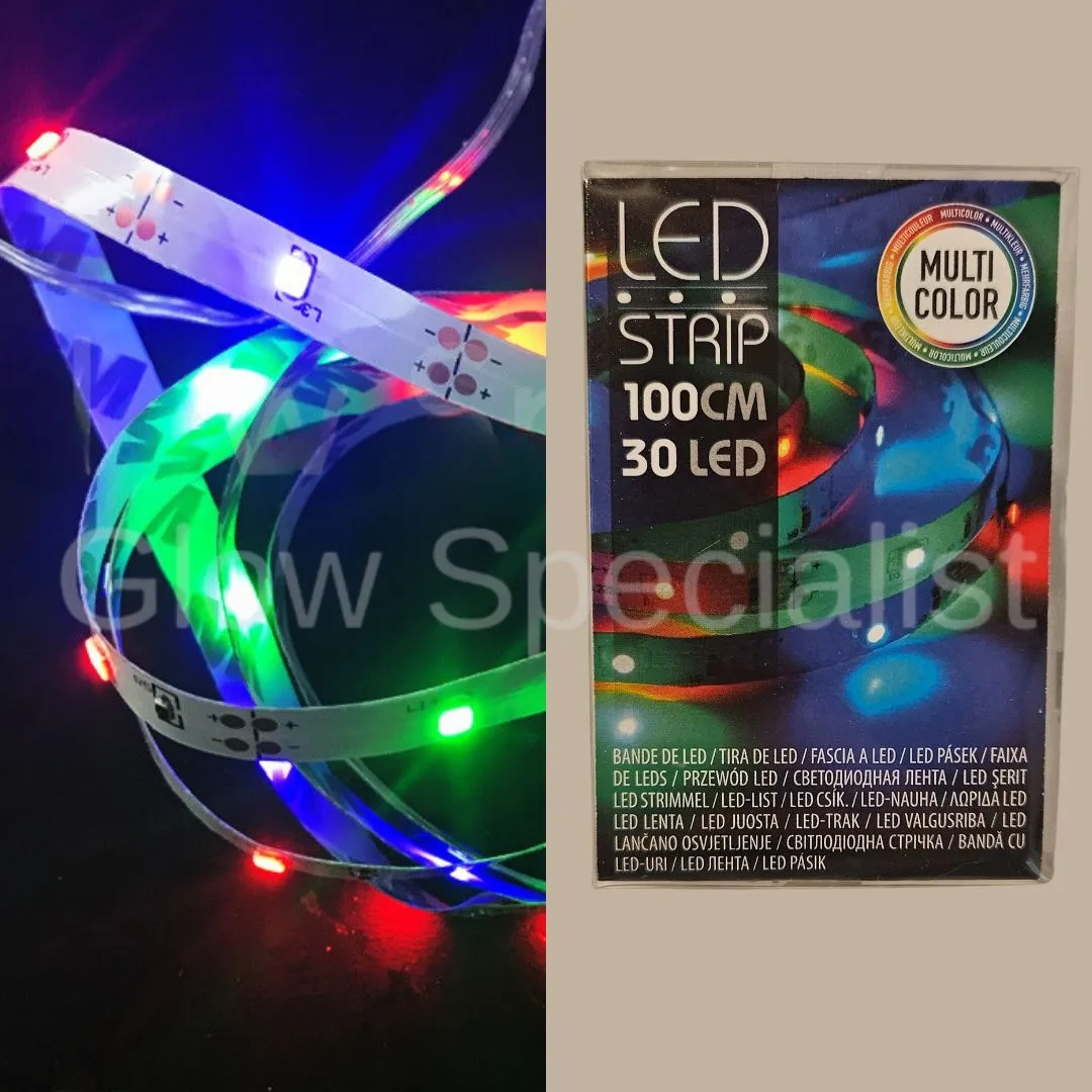 LED Strip 1 Meter – 30 Multicolor LEDs – Battery‑Powered Decoration Light