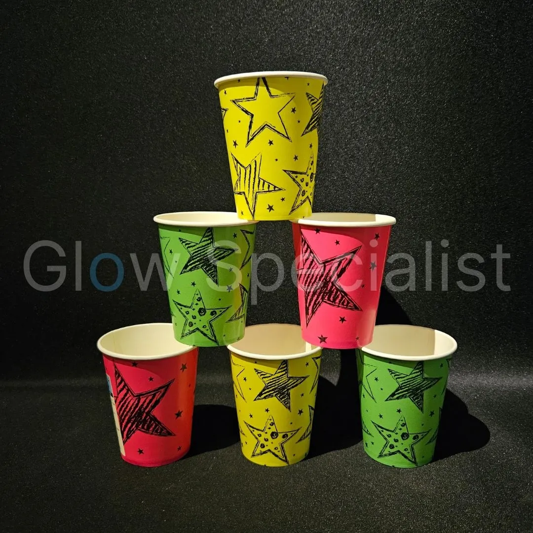 Folat UV NEON BEKERTJES - STER - 6 STUKS