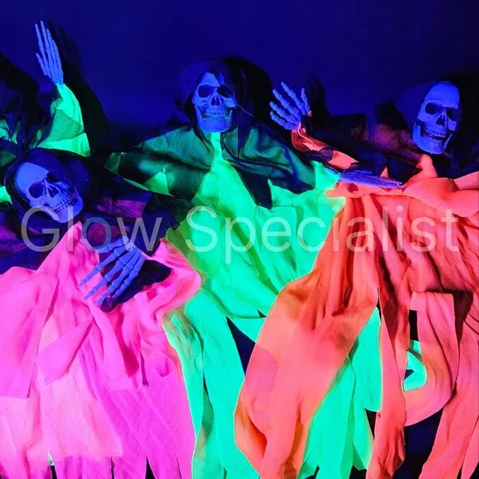 UV HALLOWEEN FIGUUR - SKELET - NEON KLEUR - 90 CM