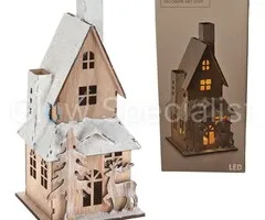 Glow Specialist CHRISTMAS HOUSE - WOOD - WITH LED - 20 CM - ASSORTED