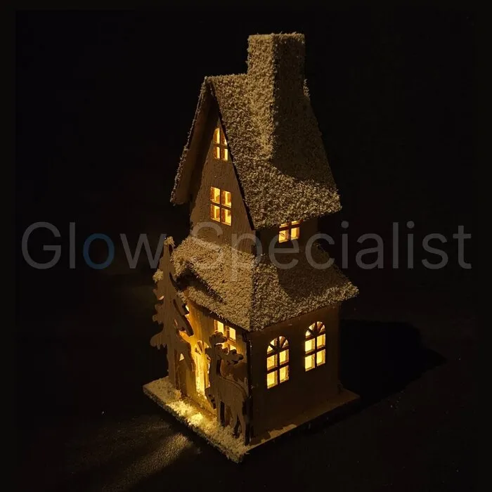 Glow Specialist CHRISTMAS HOUSE - WOOD - WITH LED - 20 CM - ASSORTED