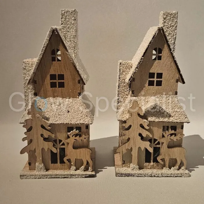 Glow Specialist CHRISTMAS HOUSE - WOOD - WITH LED - 20 CM - ASSORTED