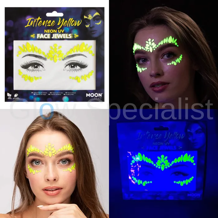 Moon FACE JEWELS - UV / BLACKLIGHT - NEON GEEL