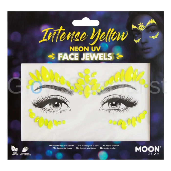 Moon FACE JEWELS - UV / BLACKLIGHT - NEON GEEL