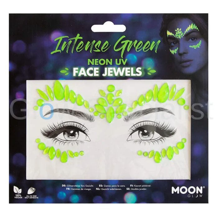 Moon FACE JEWELS - UV / BLACKLIGHT - NEON GROEN
