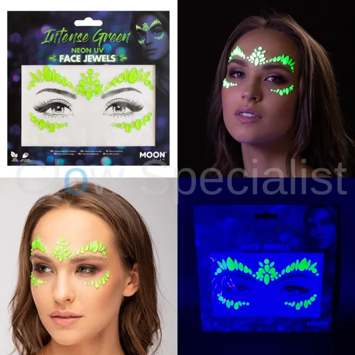 Moon FACE JEWELS - UV / BLACKLIGHT - NEON GROEN