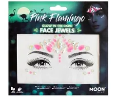 Moon FACE JEWELS - GLOW IN THE DARK - PINK FLAMINGO