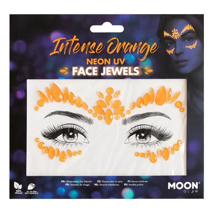 Moon FACE JEWELS - UV / BLACKLIGHT - NEON ORANJE