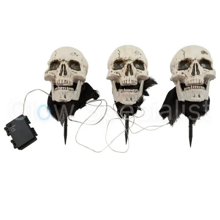 SKULL PATHWAY LIGHTS HALLOWEEN SET OF 3 Glow Specialist Glow