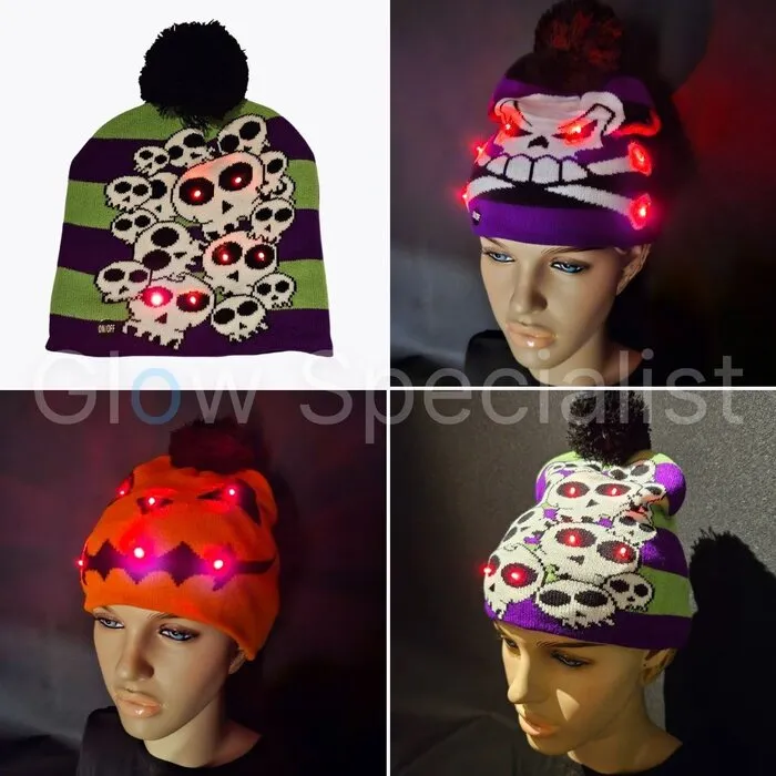 Glow Specialist LED BEANIE - HALLOWEEN - CHOICE OF 3